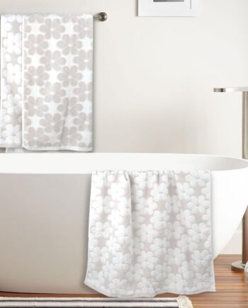 Floral jacquard bath towel 2-piece set