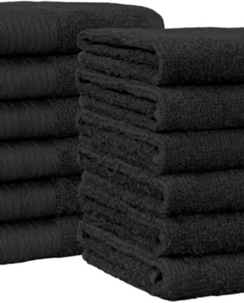 Pure Black High-Absorbency Facial Towels (12 pieces)