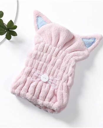 Black Microfiber Hair Drying Towel with Graphic Design