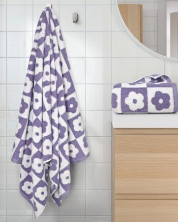 Purple floral bath towel 2-piece set