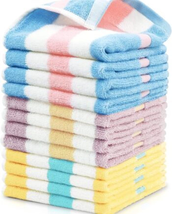 Colored Striped Facial Towels (12 pieces)