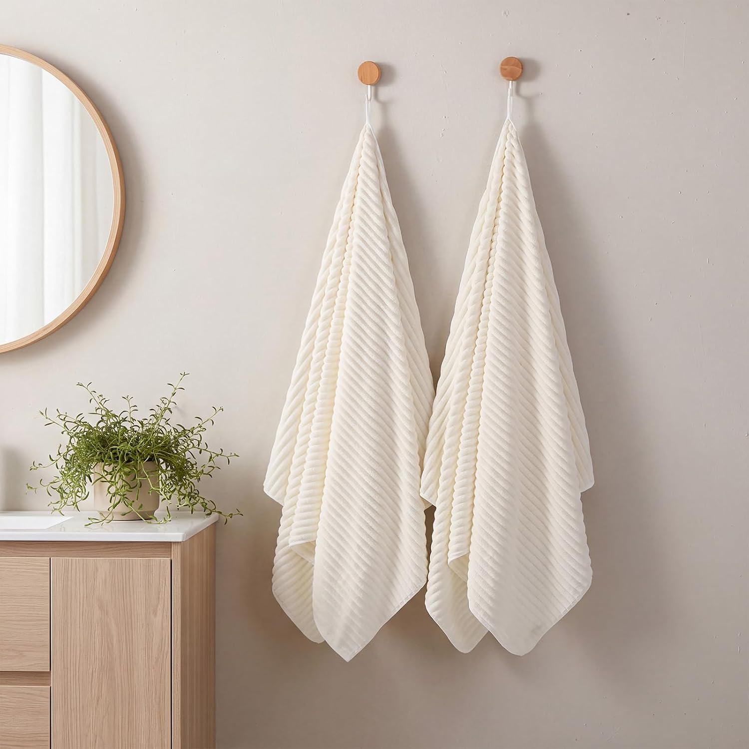 Cream extra-large towel 6-piece set