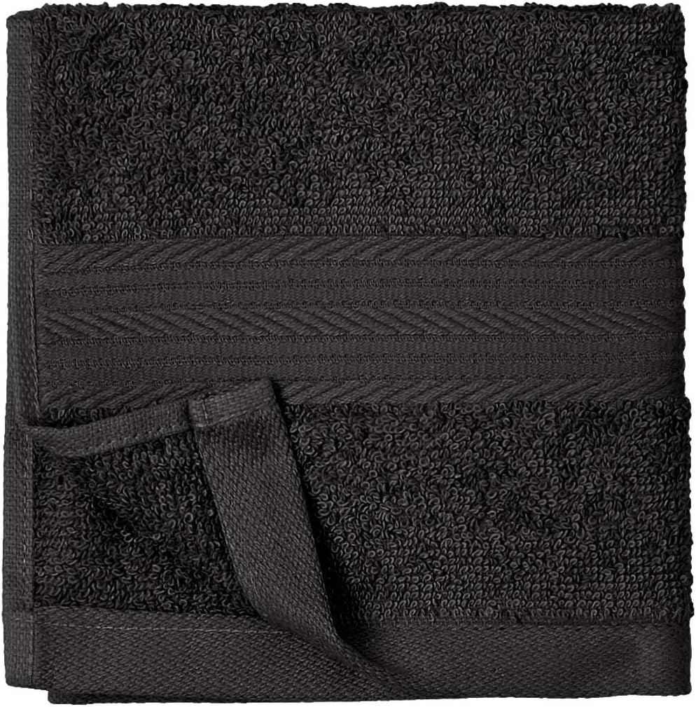 Pure Black High-Absorbency Facial Towels (12 pieces)
