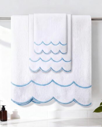 Blue fan-shaped piping 3-piece set