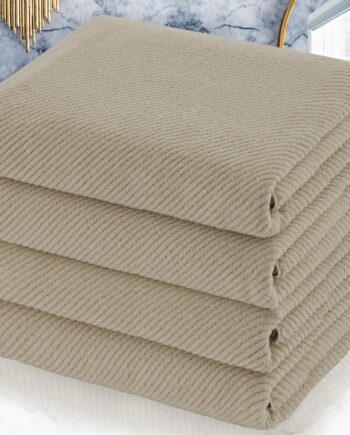 Dark beige thick bath towel 4-piece set