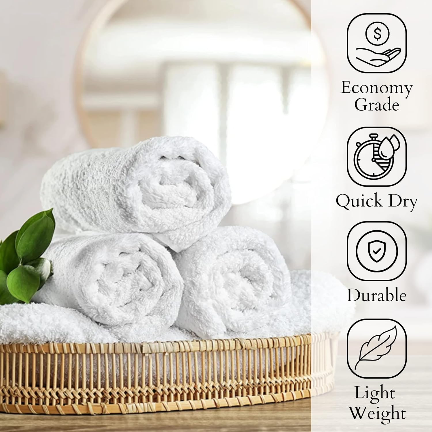 White Economy Hand Towels (12 pieces)