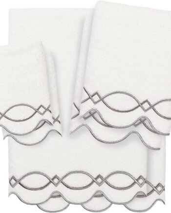 Six-Piece Turkish Cotton Scalloped Towel Set