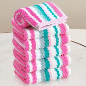 Pink and Blue Striped Facial Towels (6 pieces)