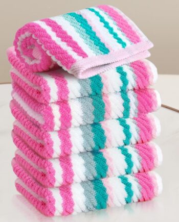 Pink and Blue Striped Facial Towels (6 pieces)