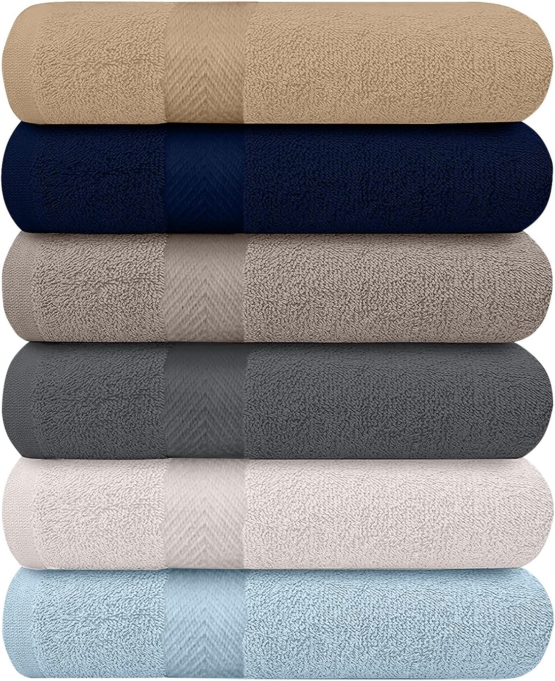 Lightweight high-absorbency bath towel 6-piece set