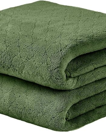Olive green super soft bath towel 2-piece set