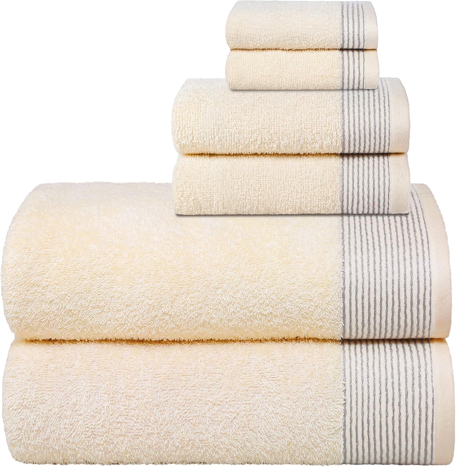 Ivory white complete towel set 6-piece set