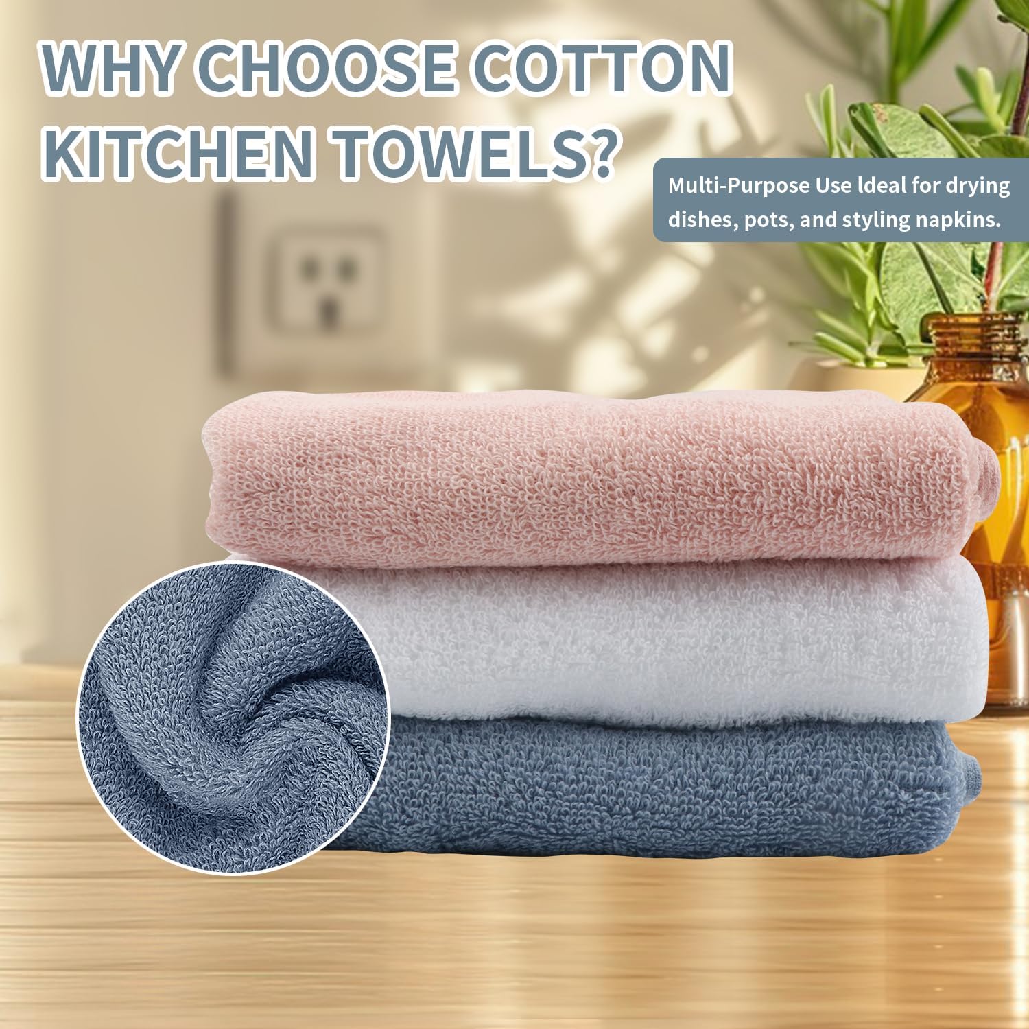 Pure Cotton Hand Towels (3 pieces)