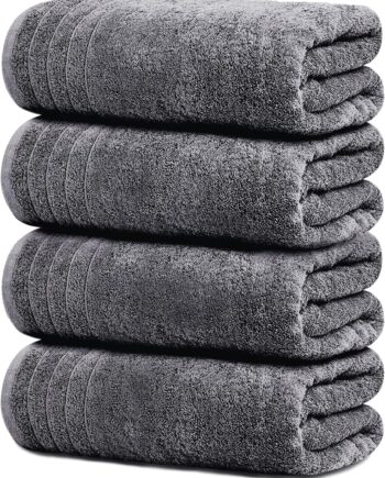 Dark gray widened bath towel 4-piece set