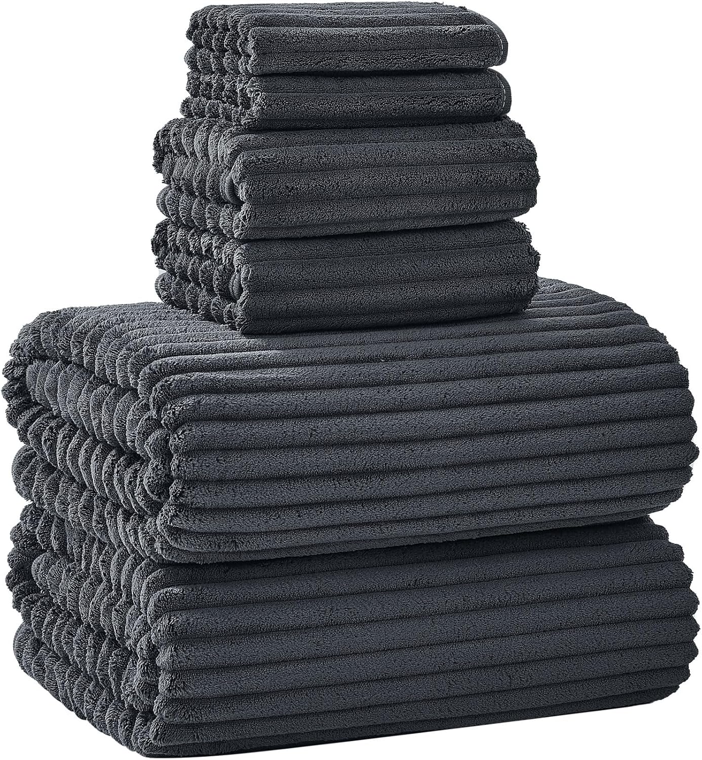 Charcoal gray extra-large bath towel 6-piece set