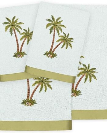 Four-Piece Floral Embroidery Towel Ensemble
